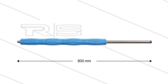 RP10 lans - L=800mm - recht - RVS - blauw - isolatie L=395mm - 400 Bar - max 80°C - 2 x 1/4&quot; bu