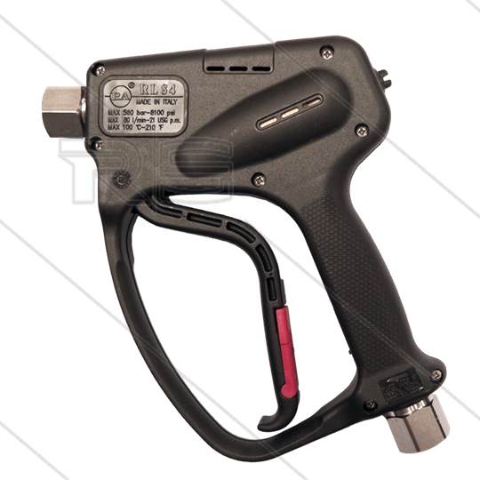 RL84 - HD-pistool - RVS / messing - 500 Bar - 80 l/min - max 100°C - 2 x 1/2" bi - BSP