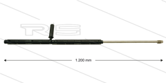 S6 spuitlans - L=1200mm - recht - RVS - open islolatie 2 x L=387mm - met handgreep - 600 Bar