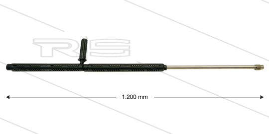 S6 spuitlans - L=1200mm - recht - RVS - open islolatie 2 x L=387mm - met handgreep - 600 Bar