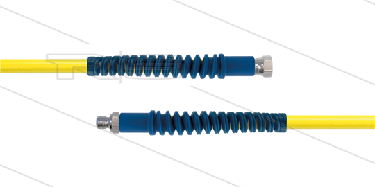 Carwash Titan-Slide slang geel 1/4&quot; - 4,3m - 3/8&quot;W x 3/8&quot;bu - 2x SKB blauw - 300 Bar