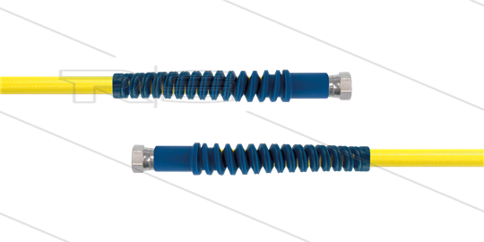 Carwash Titan-Slide slang geel 1/4&quot; - 4,5m - 2x 3/8&quot;W - 2x SKB blauw - 300 Bar