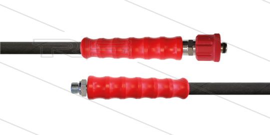 HD-slang zwart 3/8&quot; - 2SN Plus - 30m - M24x1,5W x 3/8&quot;bu RVS - 2x KBS rood - 500 Bar