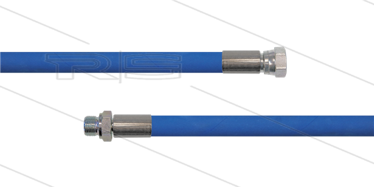 HD-slang blauw 3/8&quot; - 2SC - 10m - 3/8&quot;W RVS x 3/8&quot;bu RVS - geen KBS - 400 Bar