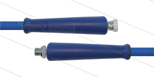 HD-slang blauw 3/8&quot; - 2SC - 25m - 3/8&quot;W RVS x 3/8&quot;bu RVS - 2x KBS - 400 Bar