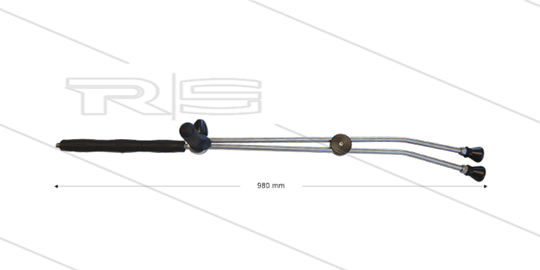 RP55 dubbele lans - L=980mm - RVS - bovenknop en vaste zijgreep - isolatie L=290mm - 400 Bar