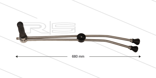 RP54-R dubbele lans - L=680mm - RVS - zijgreep - excl. Isolatiedeel - 400 Bar - max 80°C - 1/4&quot; bu