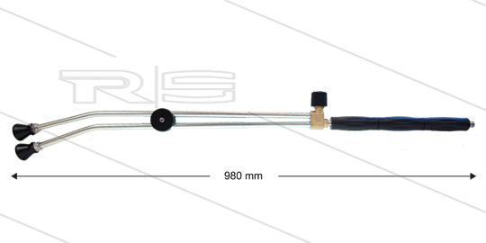 RP53 dubbele lans - L=980mm - staal verzinkt - bovenknop - isolatiedeel L=290mm - 250 Bar - max 80°C