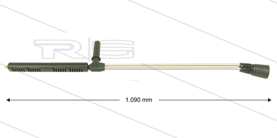 LD9 dubbele lans - L=1090mm - RVS - zijgreep - 250 Bar - max 160°C - excl. nozzles - 1/4&quot; bu