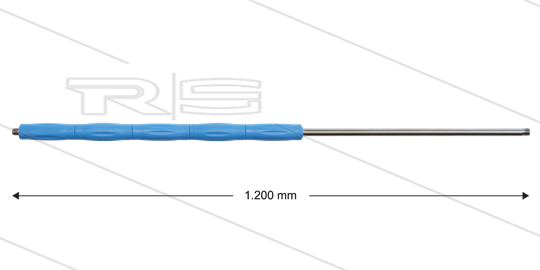 RP002 lans - L=1200mm - recht - RVS - blauw - isolatie L=485mm - 500 Bar - max 80°C - 2 x 1/4&quot; bu
