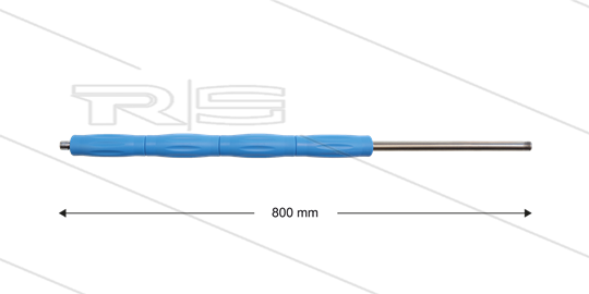 RP10 lans - L=800mm - recht - RVS - blauw - isolatie L=395mm - 400 Bar - max 80°C - 2 x 1/4&quot; bu