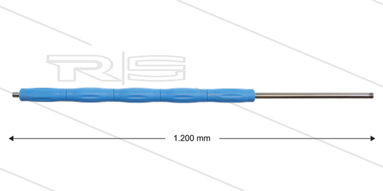 RP10 lans - L=1200mm - recht - RVS - blauw - isolatie L=495mm - 400 Bar - max 80°C - 2 x 1/4&quot; bu