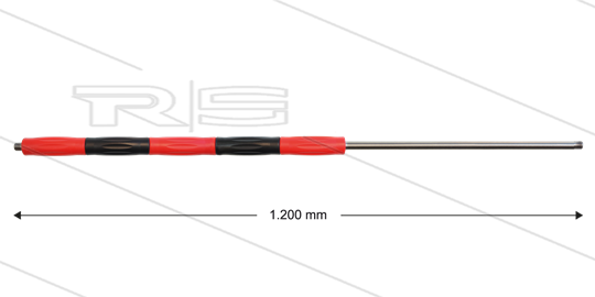 RP50 lans - L=1200mm - recht - RVS - isolatie L=495mm - rood/zwart - 500 Bar - max 80°C - 2x 1/4&quot; bu