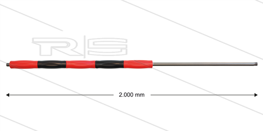 RP50 lans - L=2000mm - recht - RVS - isolatie L=495mm - rood/zwart - 500 Bar - max 80°C - 2x 1/4&quot; bu