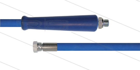 HD-slang blauw 3/8&quot; - 2SC - 25m - 3/8&quot;bu RVS x 1/2&quot;W RVS - 1x KBS - 400 Bar