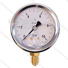 Manometer 0-10 Bar - 1/4&quot; bu - onderaansluiting - Ø63mm