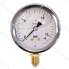 Manometer 0-16 Bar - 1/4&quot; bu - onderaansluiting - Ø63mm