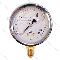 Manometer 0-16 Bar - 1/4&quot; bu - onderaansluiting - Ø63mm