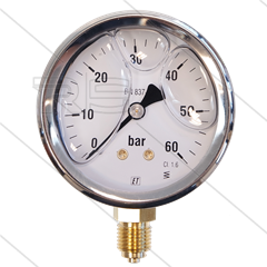 Manometer 0-60 Bar - 1/4&quot; bu - onderaansluiting - Ø63mm