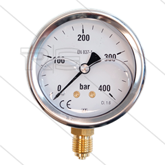 Manometer 0-400 Bar - 1/4&quot; bu - onderaansluiting - Ø63mm