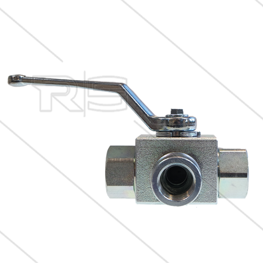 Kogelkraan 3/8&quot; - 3-weg - staal - L-boring - 400 Bar - 3 x 3/8&quot; bi