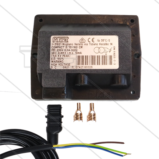Brandertrafo FIDA Compact 8/10-100 - met kabel - Primair: 230V / 0,5A - Secundair: 2 x 4kV / 10mA