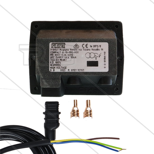 Brandertrafo FIDA Compact 8/10-100-400 - met kabel - Primair: 400V / 0,3A - Secundair: 2 x 4kV