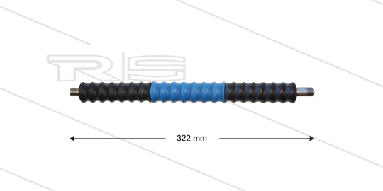 Iso77 lans - L=322mm - recht - RVS - draaibare isolatie L=300mm - zwart/blauw/zwart - max 80°C