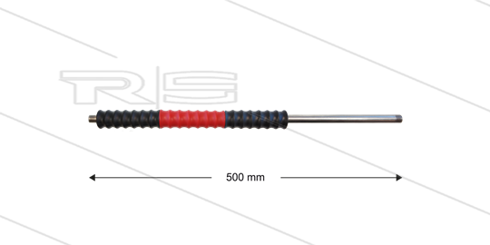 Iso77 lans - L=500mm - recht - RVS - draaibare isolatie L=300mm - zwart/rood/zwart - max 80°C