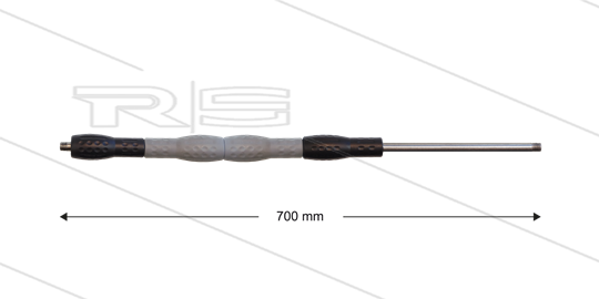 Iso88 lans - L=700mm - recht - RVS - draaibare isolatie L=400mm - zwart/grijs/zwart - max 80°C