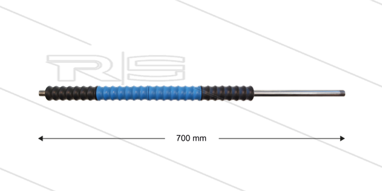 Iso77 lans - L=700mm - recht - RVS - draaibare isolatie L=400mm - zwart/blauw/zwart - max 80°C