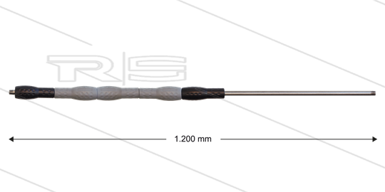 Iso88 lans - L=1200mm - recht - RVS - draaibare isolatie L=500mm - zwart/grijs/zwart - max 80°C