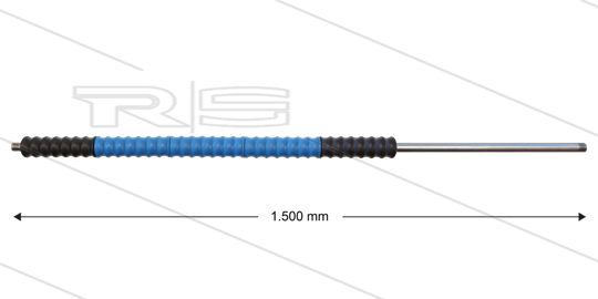 Iso77 lans - L=1500mm - recht - RVS - draaibare isolatie L=500mm - zwart/blauw/zwart - max 80°C