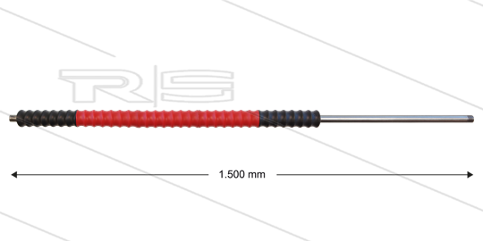 Iso77 lans - L=1500mm - recht - RVS - draaibare isolatie L=500mm - zwart/rood/zwart - max 80°C