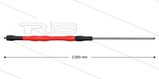 Iso88 lans - L=2000mm - recht - RVS - draaibare isolatie L=500mm - zwart/rood/zwart - max 80°C