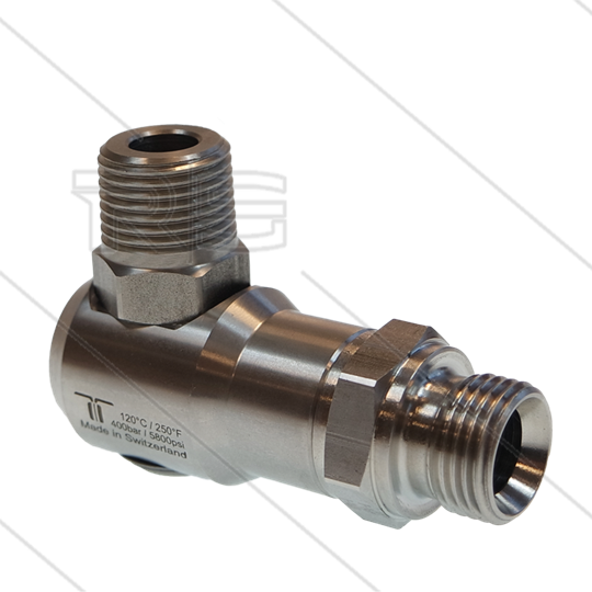 WDEI Swivel - haaks - 1 lager - 2 x 1/2&quot; bu BSP - 400 Bar - NW11 - 30 tpm - max 120°C