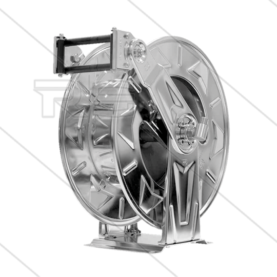 Haspelautomaat - verstelbaar venster - RVS - 35m - max 600 Bar - slang: 3/8" - 1/2"