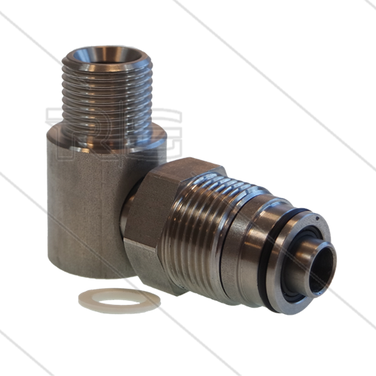 Swivel - haaks - Ramex - RVS303 - 3/4&quot; bu x 1/2&quot; bu - 400 Bar - NW10 - 90°C - Viton + EPDM