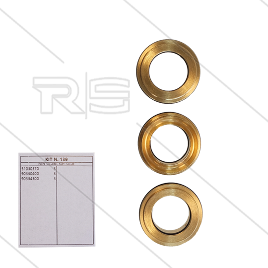 Kit 139 - Set Messing ringen + O-ringen Ø18mm (3x) - Serie 51 Misting - HXM