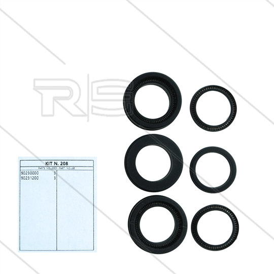 Kit 208 - Manchetset Ø22mm voor 3 plunjers - Serie 66(V)HT