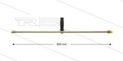 ST3600 lans - L=800mm - recht - RVS - 1/2&quot;bu x 1/4&quot;bi - verstelbare handgreep - 600 Bar - max 150°C