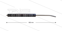 RP2 lans - L=900mm - gebogen - RVS - open isolatie L=395mm - 250 Bar - max 150°C - 2 x 1/4&quot; bu