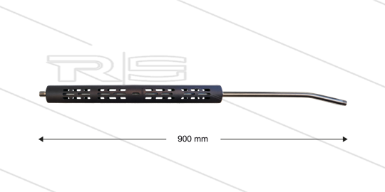 RP2 lans - L=900mm - gebogen - RVS - open isolatie L=395mm - 250 Bar - max 150°C - 2 x 1/4&quot; bu