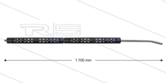 RP2 lans - L=1700mm - gebogen - RVS - open isolatie 2 x L=395mm - 250 Bar - max 150°C - 2 x 1/4&quot; bu