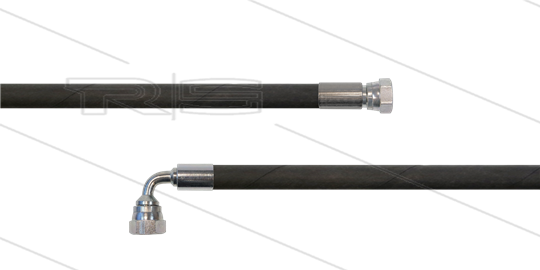 HD-slang zwart 1/4&quot; - Flexy - 1SN - 10m - 1/2&quot; W x 3/8&quot; W haaks - geen KBS - 300 Bar