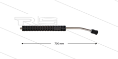 MT3 lans - L=700mm - gebogen - RVS - isolatie L=290mm - 250 Bar - max 160°C - 2 x 1/4&quot; bu