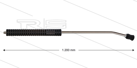 MT3 lans - L=1200mm - gebogen - RVS - isolatie 2 x L=290mm - 250 Bar - max 160°C - 2 x 1/4&quot; bu