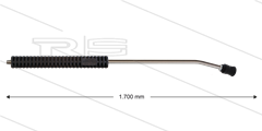 MT3 lans - L=1700mm - gebogen - RVS - isolatie 2 x L=290mm - 250 Bar - max 160°C - 2 x 1/4&quot; bu