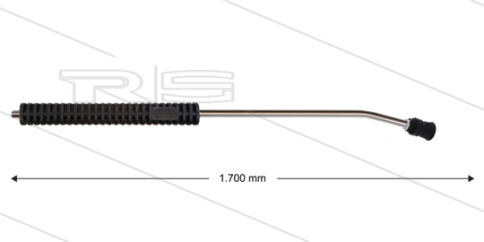 MT3 lans - L=1700mm - gebogen - RVS - isolatie 2 x L=290mm - 250 Bar - max 160°C - 2 x 1/4&quot; bu