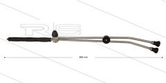 RP53 dubbele lans - L=980mm - RVS - bovenknop - isolatie L=290mm - 400 Bar - max 80°C - 1/4&quot; bu